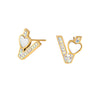 Wholesale Titanium Steel 14K Electroplated Heartshaped Princess Style Women's Earrings With Inlaid Zircon