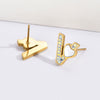 Wholesale Titanium Steel 14K Electroplated Heartshaped Princess Style Women's Earrings With Inlaid Zircon