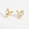 Wholesale Titanium Steel 14K Electroplated Heartshaped Princess Style Women's Earrings With Inlaid Zircon
