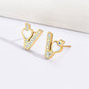Wholesale Titanium Steel 14K Electroplated Heartshaped Princess Style Women's Earrings With Inlaid Zircon