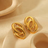 Wholesale Titanium Steel 18K Gold Electroplated Geometric Style Women's Earrings Otype Double Ring