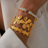 Wholesale 316L Stainless Steel 18K Gold Opening Bracelet With Geometric Fold Texture And Electroplating Design
