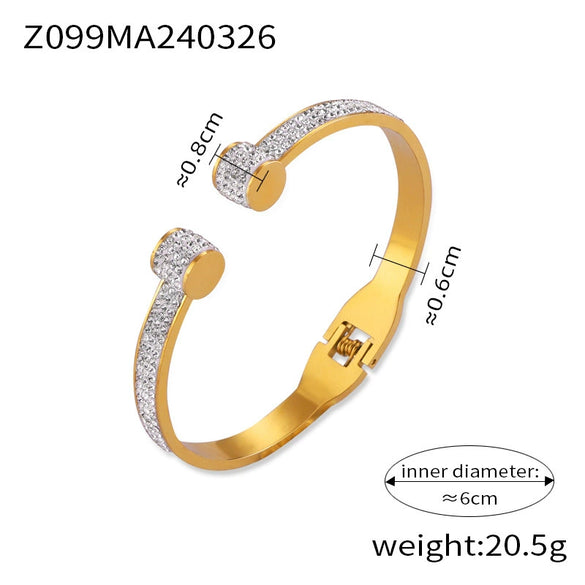 Wholesale 316L Stainless Steel 18K Gold Opening Bracelet With Geometric Fold Texture And Electroplating Design