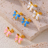 Wholesale 316L Stainless Steel 18K Gold Plated Bow Geometric Niche Style Earrings For Women