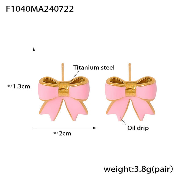 Wholesale 316L Stainless Steel 18K Gold Plated Bow Geometric Niche Style Earrings For Women