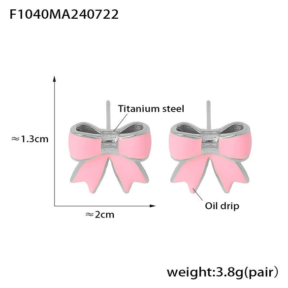 Wholesale 316L Stainless Steel 18K Gold Plated Bow Geometric Niche Style Earrings For Women