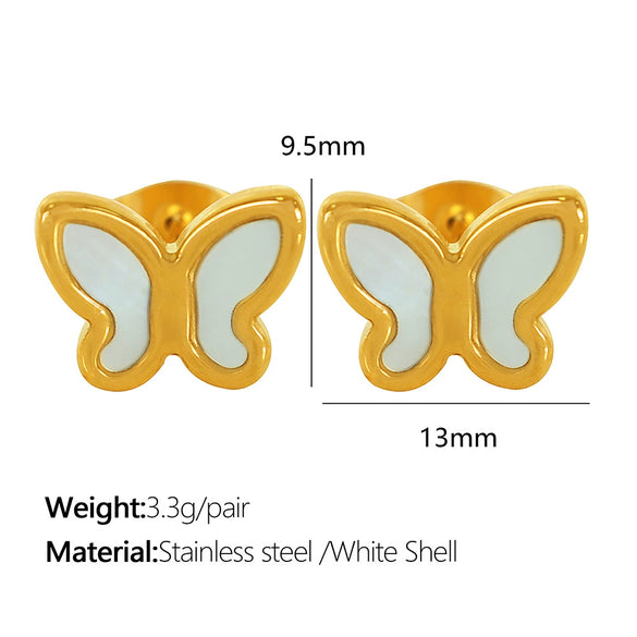 Wholesale 316L Stainless Steel 18K Gold Plated Butterfly Shape Animal Zodiac Style Earrings For Women