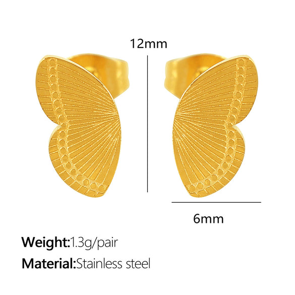 Wholesale 316L Stainless Steel 18K Gold Plated Butterfly Shape Animal Zodiac Style Earrings For Women