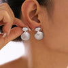 Wholesale 316L Stainless Steel 18K Gold Plated Geometric Stitching Shell Earrings For Women