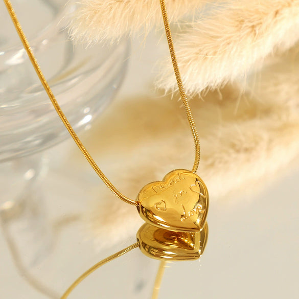 Wholesale 316L Stainless Steel 18K Gold Plated Heart Shape Necklace For Women