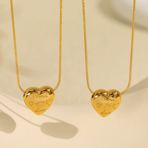 Wholesale 316L Stainless Steel 18K Gold Plated Heart Shape Necklace For Women