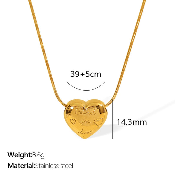 Wholesale 316L Stainless Steel 18K Gold Plated Heart Shape Necklace For Women