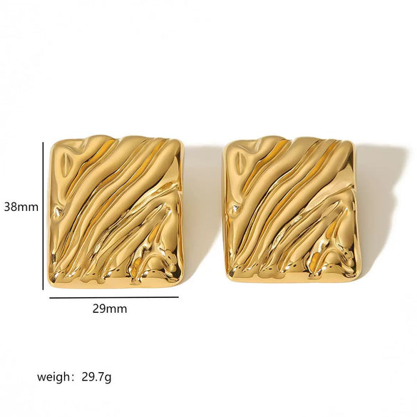 Wholesale Titanium Steel 18K Gold Plated Wave Earrings For Women Natural Style