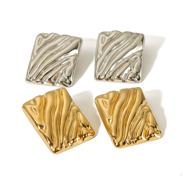 Wholesale Titanium Steel 18K Gold Plated Wave Earrings For Women Natural Style