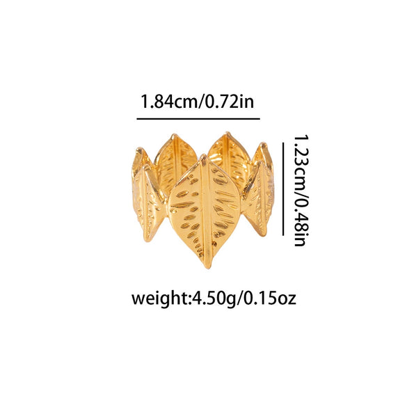 Wholesale Titanium Steel Leaf Ring Fashion Retro Design Jewelry For Women
