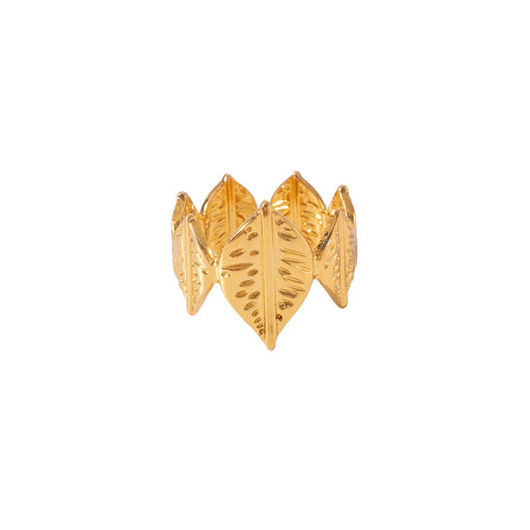 Wholesale Titanium Steel Leaf Ring Fashion Retro Design Jewelry For Women