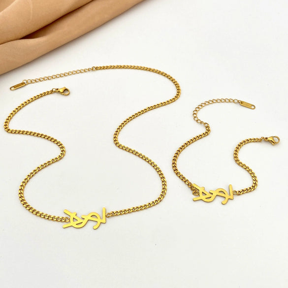 Wholesale Titanium Steel Letter Necklace For Women Goldplated Light Luxury Fashion