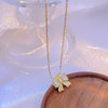 Wholesale Titanium Steel Light Luxury Bow Diamondinspired Women's Necklace With Ochain