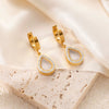 Wholesale Titanium Steel Light Luxury Geometric Hollow Heart Shape Electroplated Women's Earrings