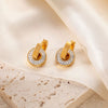 Wholesale Titanium Steel Light Luxury Geometric Hollow Heart Shape Electroplated Women's Earrings