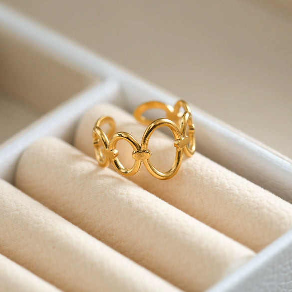 Wholesale Titanium Steel Light Luxury Ushaped Geometric Electroplating Opening Adjustable Unisex Couple Ring