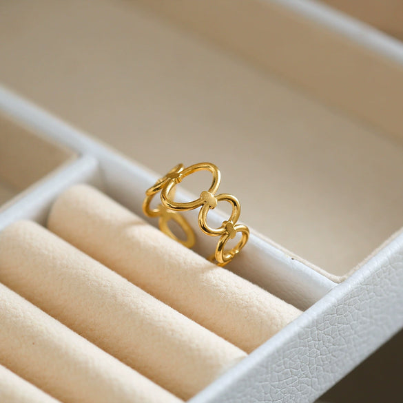 Wholesale Titanium Steel Light Luxury Ushaped Geometric Electroplating Opening Adjustable Unisex Couple Ring