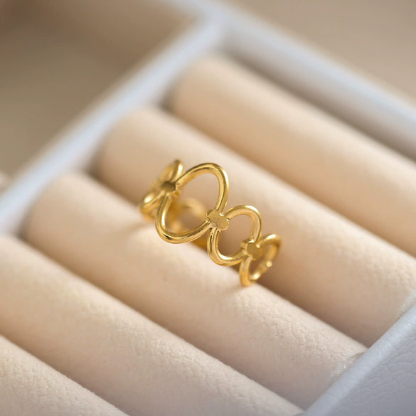 Wholesale Titanium Steel Light Luxury Ushaped Geometric Electroplating Opening Adjustable Unisex Couple Ring