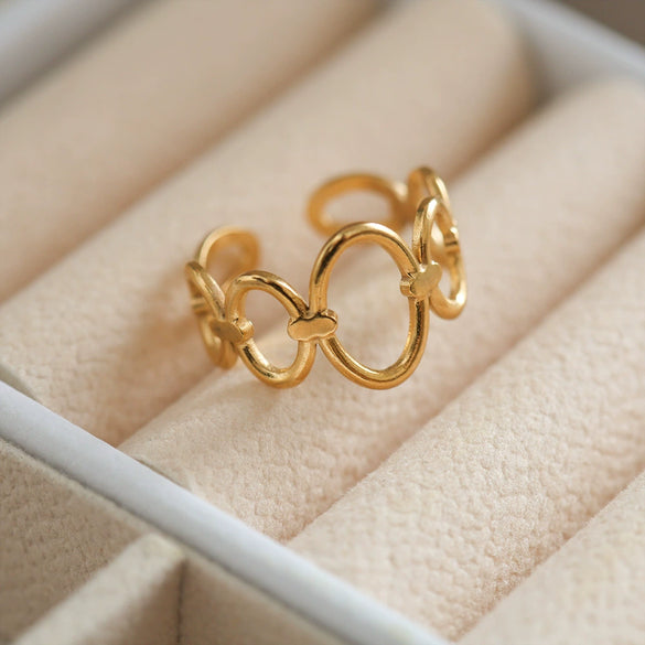 Wholesale Titanium Steel Light Luxury Ushaped Geometric Electroplating Opening Adjustable Unisex Couple Ring