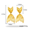 Wholesale Titanium Steel Light Luxury Women's Earrings With Flower Pattern And Double Layer Fish Tail Ginkgo Leaf Design Electroplated