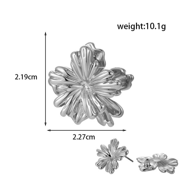 Wholesale Titanium Steel Light Luxury Women's Earrings With Flower Pattern And Double Layer Fish Tail Ginkgo Leaf Design Electroplated