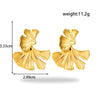 Wholesale Titanium Steel Light Luxury Women's Earrings With Flower Pattern And Double Layer Fish Tail Ginkgo Leaf Design Electroplated