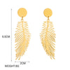 Wholesale Titanium Steel Long Exaggerated Feather Pendant Earrings Retro Cold Style Electroplating For Women