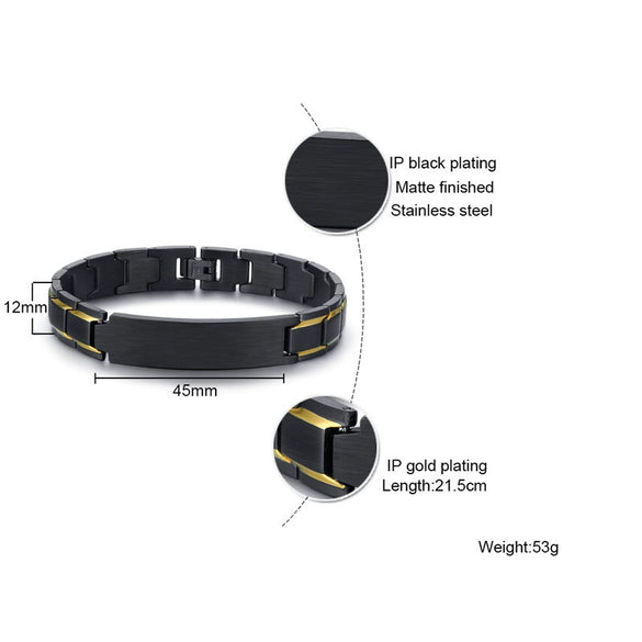 Wholesale Titanium Steel Men's Bracelet With Brushed Surface Geometric Pattern And Engraved Electroplating Treatment