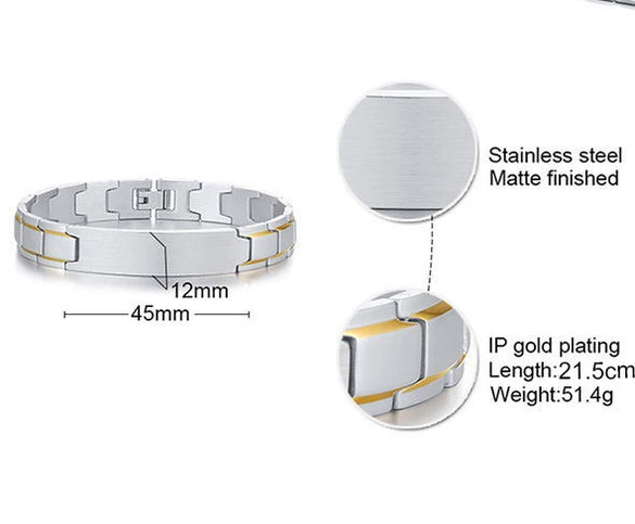 Wholesale Titanium Steel Men's Bracelet With Brushed Surface Geometric Pattern And Engraved Electroplating Treatment