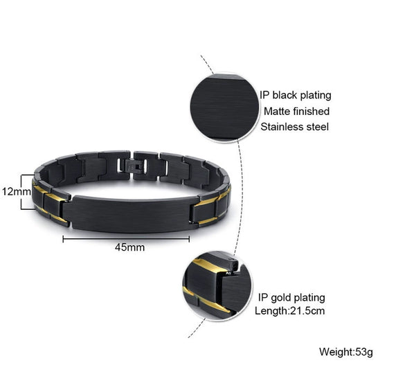 Wholesale Titanium Steel Men's Bracelet With Brushed Surface Geometric Pattern And Engraved Electroplating Treatment
