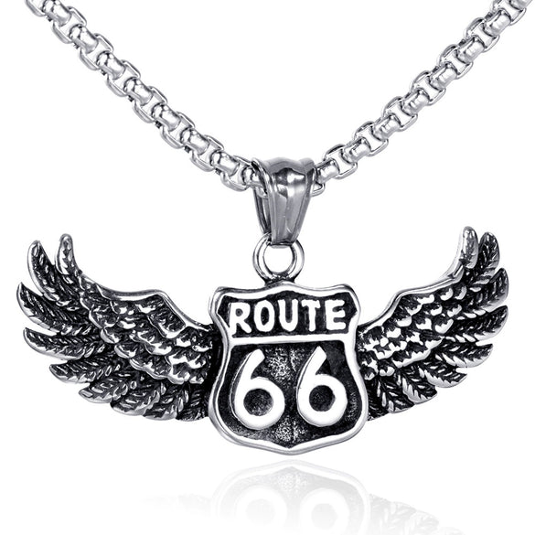 Wholesale Titanium Steel Men's Eagle Pendant Necklace With Geometric Design And Casting Process