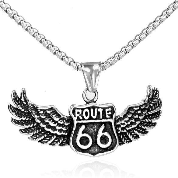 Wholesale Titanium Steel Men's Eagle Pendant Necklace With Geometric Design And Casting Process