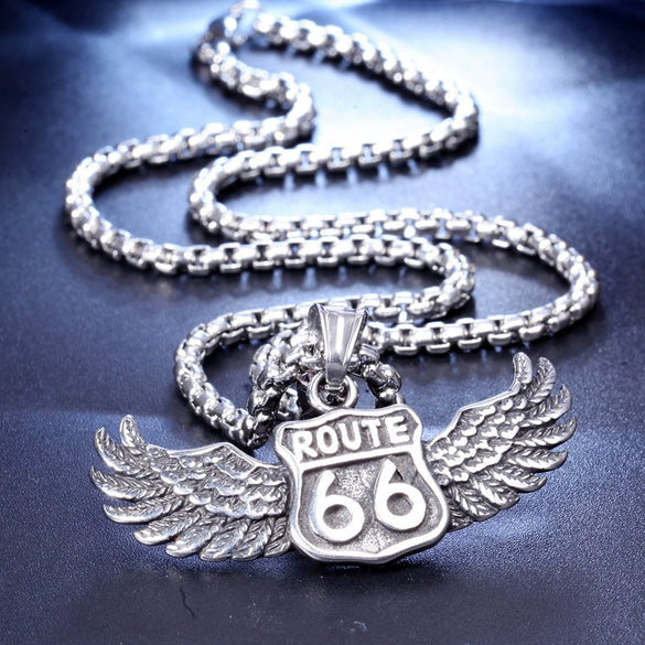 Wholesale Titanium Steel Men's Eagle Pendant Necklace With Geometric Design And Casting Process