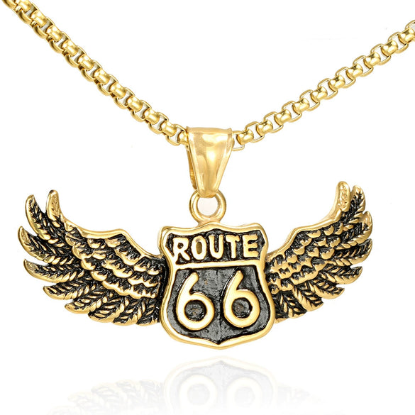 Wholesale Titanium Steel Men's Eagle Pendant Necklace With Geometric Design And Casting Process