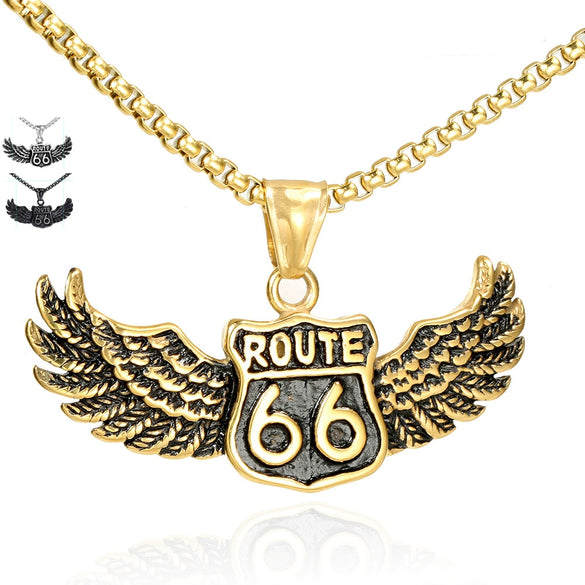 Wholesale Titanium Steel Men's Eagle Pendant Necklace With Geometric Design And Casting Process
