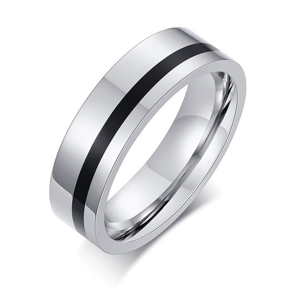 Wholesale Titanium Steel Men's Simple Geometric Inlaid Zircon Ring Jewelry