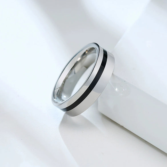 Wholesale Titanium Steel Men's Simple Geometric Inlaid Zircon Ring Jewelry