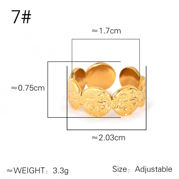 Wholesale Titanium Steel Metal Ring With Geometric Pattern Hammer Pattern Stitching Vintage And Exotic Style