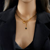 Wholesale Titanium Steel Metal Thick Chain With Oval Tassel Pendant And Heart Shaped Love O Buckle Electroplated Simple Fashion Heavy Industry Unisex Necklace