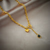 Wholesale Titanium Steel Metal Thick Chain With Oval Tassel Pendant And Heart Shaped Love O Buckle Electroplated Simple Fashion Heavy Industry Unisex Necklace