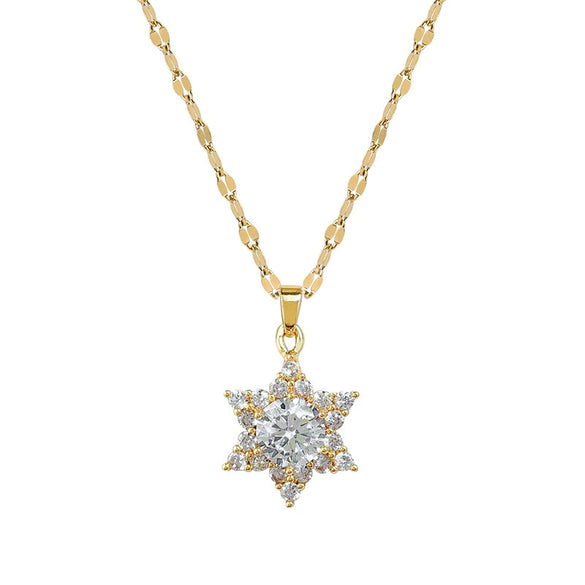 Wholesale Titanium Steel Micro Inlay Geometric Snowflake Cartoon Necklace For Women