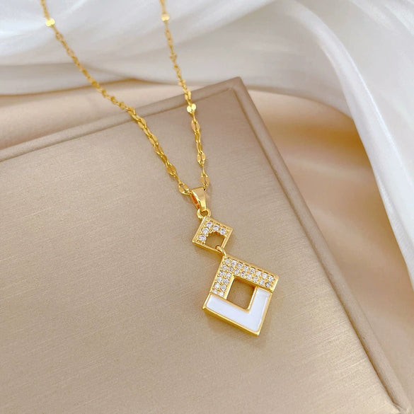 Wholesale Titanium Steel Microinlaid Jewelry Set With Geometric Pattern For Women Electroplated Design