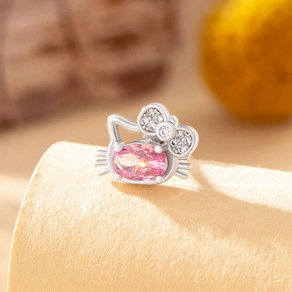 Wholesale Titanium Steel Microinlaid Zircon Animal Cat Head Ear Nail For Women