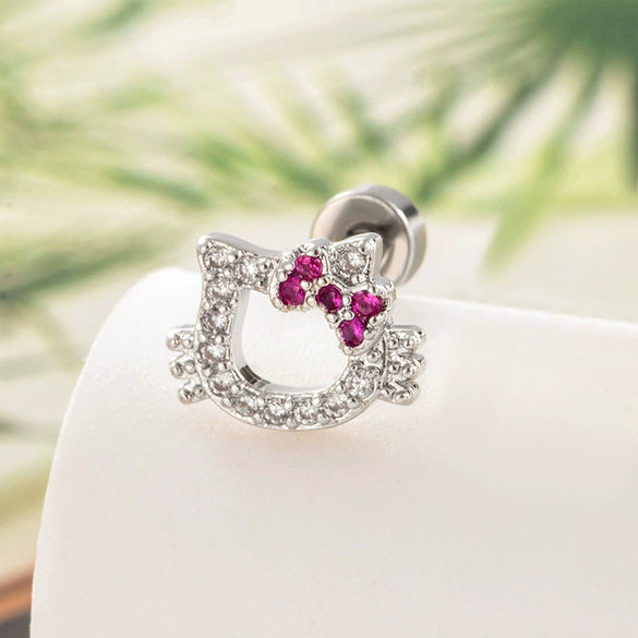Wholesale Titanium Steel Microinlaid Zircon Animal Cat Style Jewelry For Women