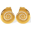 Wholesale 316L Stainless Steel Minimalist Conch White Bead Earrings With Electroplating For Women